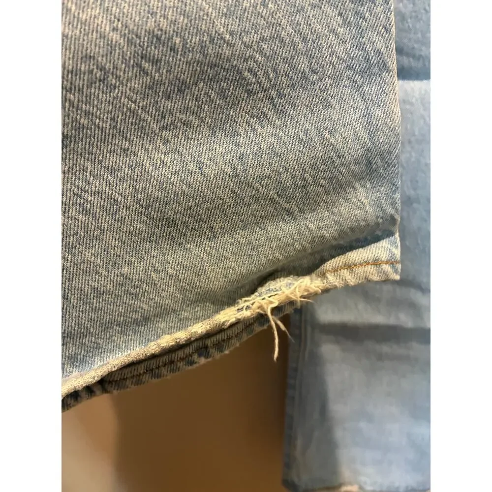 LEVI'S Men's 501 Button Fly Regular Fit Straight Leg Blue Jeans 34x29 Distressed